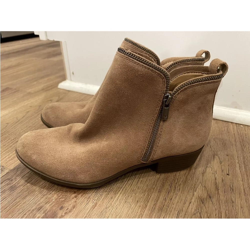 Lucky Brand Suede Ankle Booties Tan